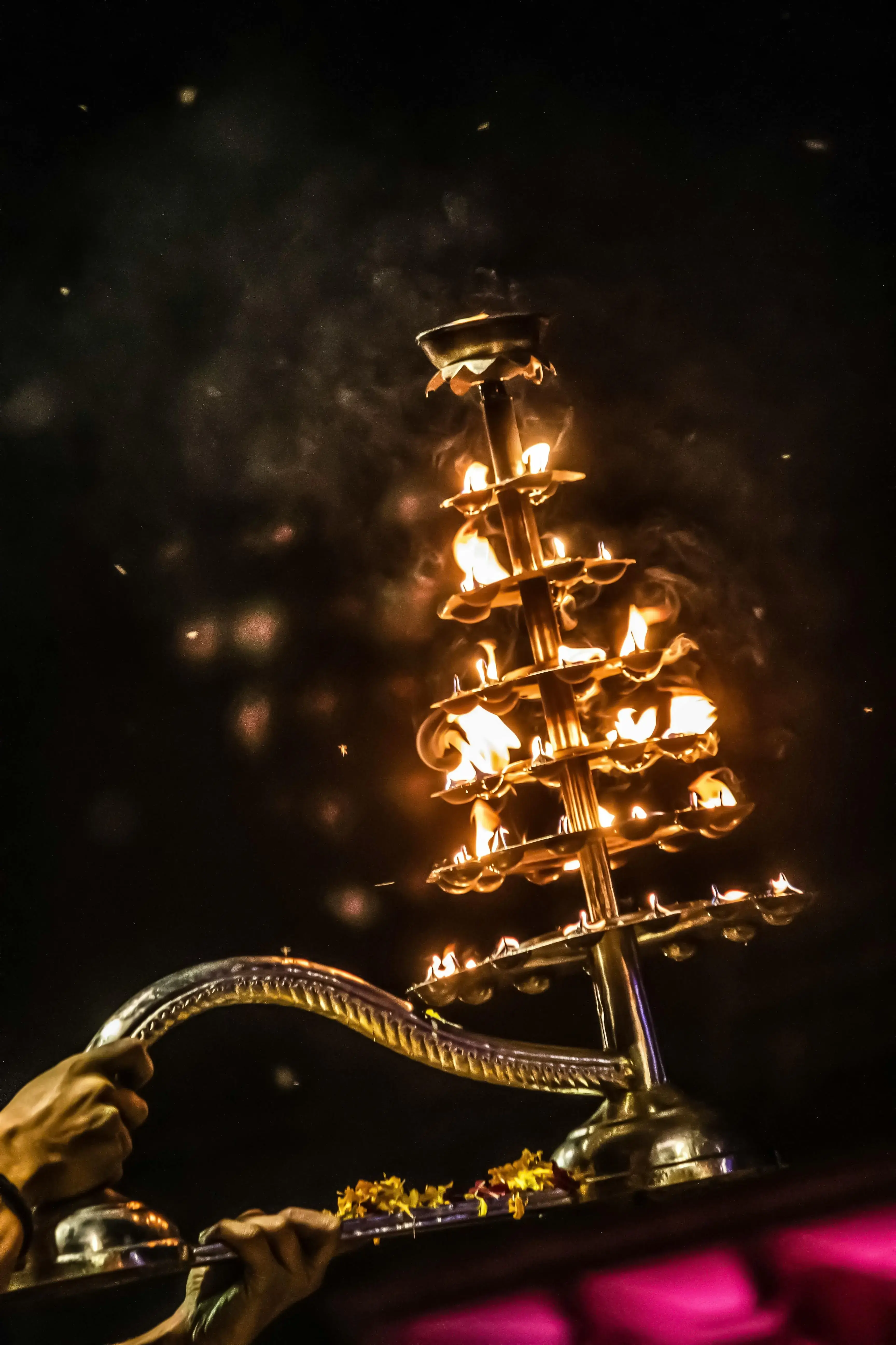 Arrival in Varanasi, evening boat ride on the Ganges River, and witnessing the Ganga Aarti at Dashashwamedh Ghat.